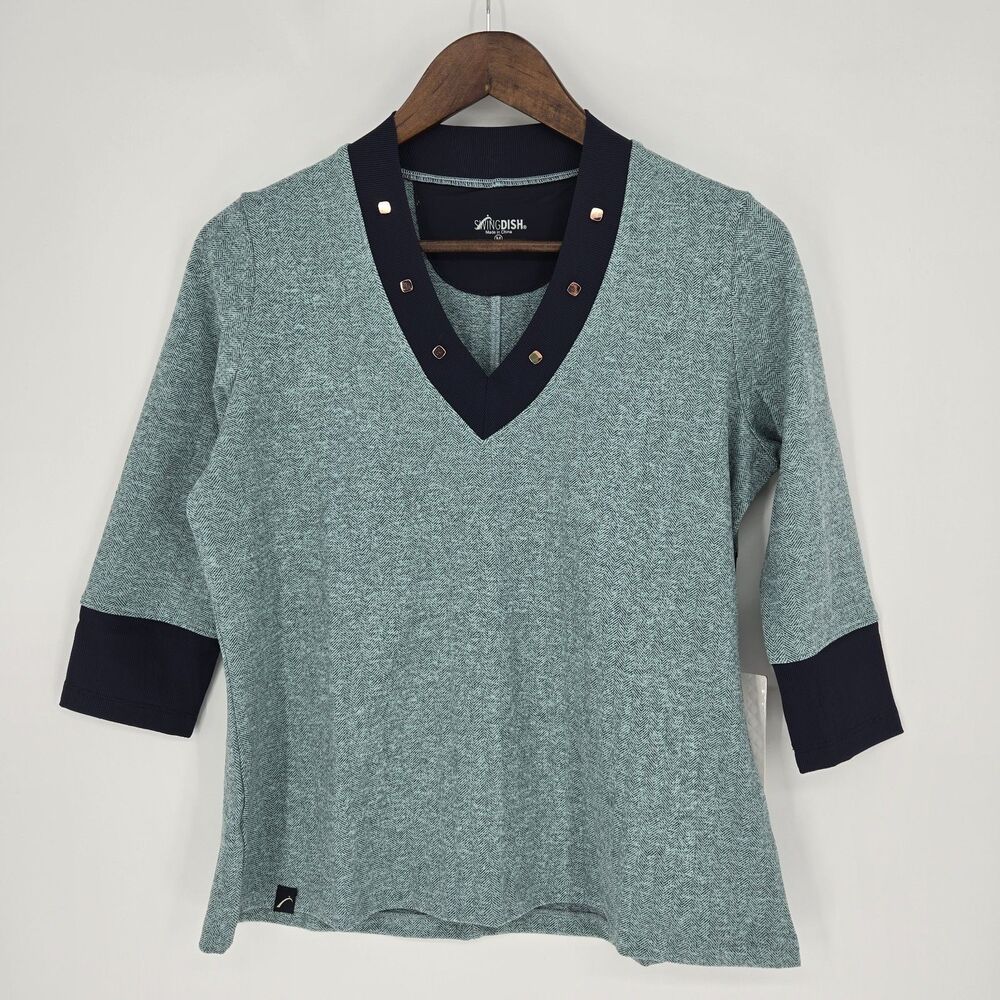 NWT Swingdish Half Sleeve Womens Golf Shirt V Neck M